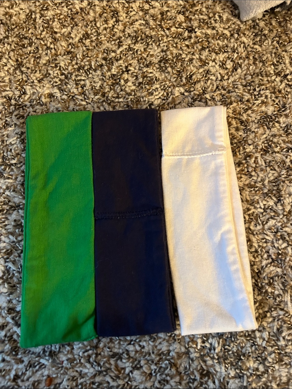 Green, Navy and White Stretch Headband Trio